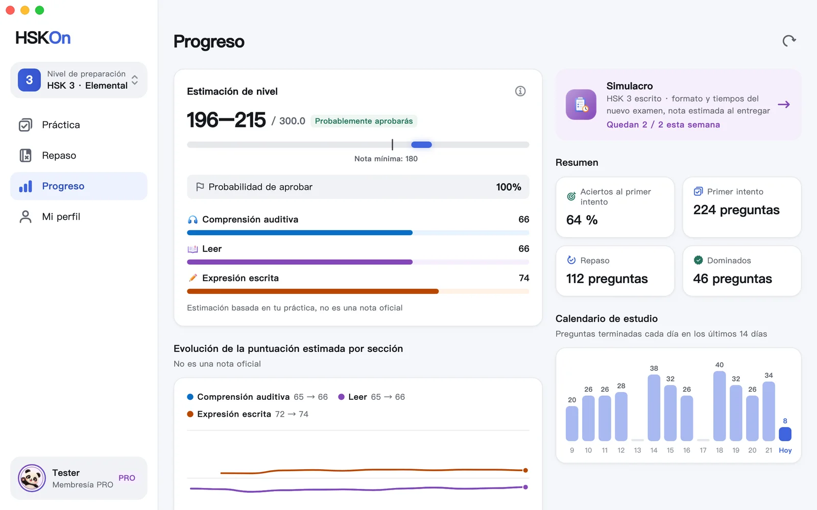 HSKOn · Mac · Progreso