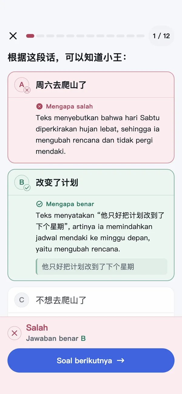 HSKOn · iPhone · Mengapa benar · Mengapa salah