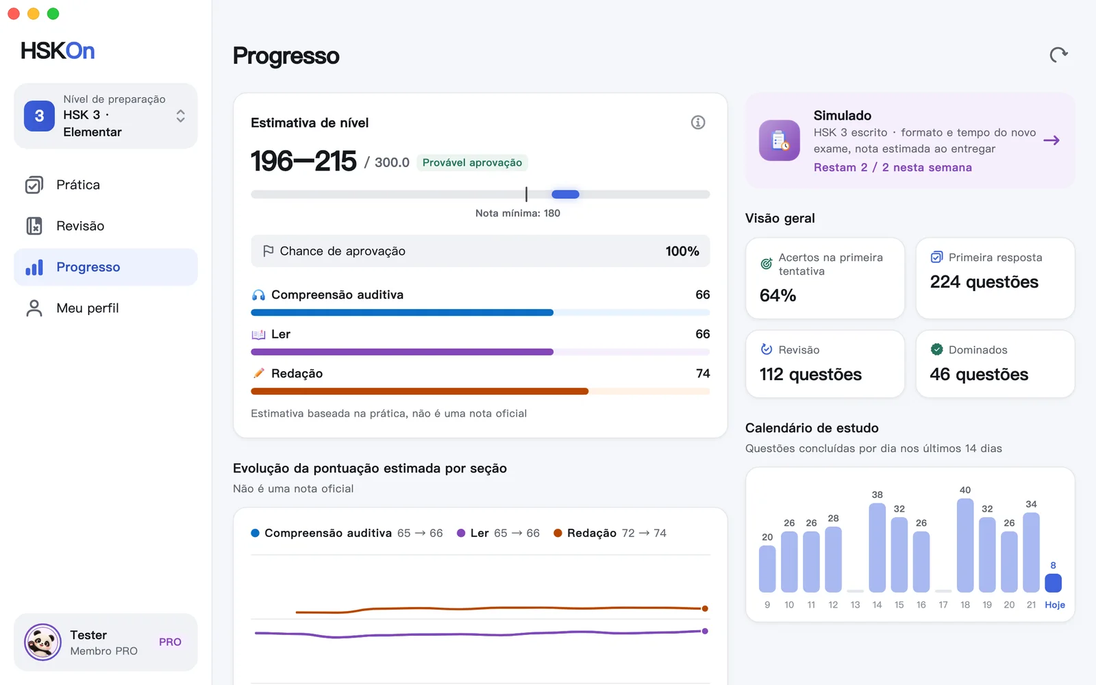 HSKOn · Mac · Progresso
